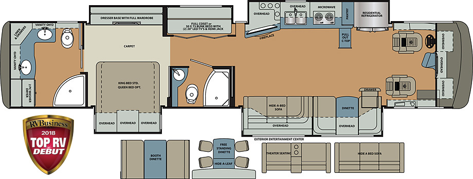 2019 Forest River Berkshire XLT 45A Floor Plan