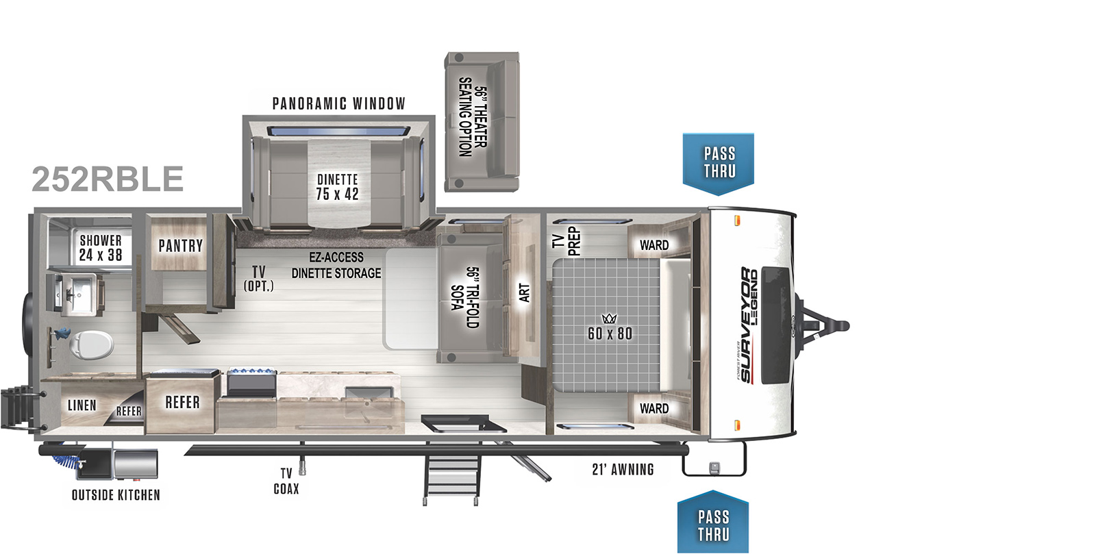 2022 Forest River Surveyor Legend 252RBLE Floor Plan