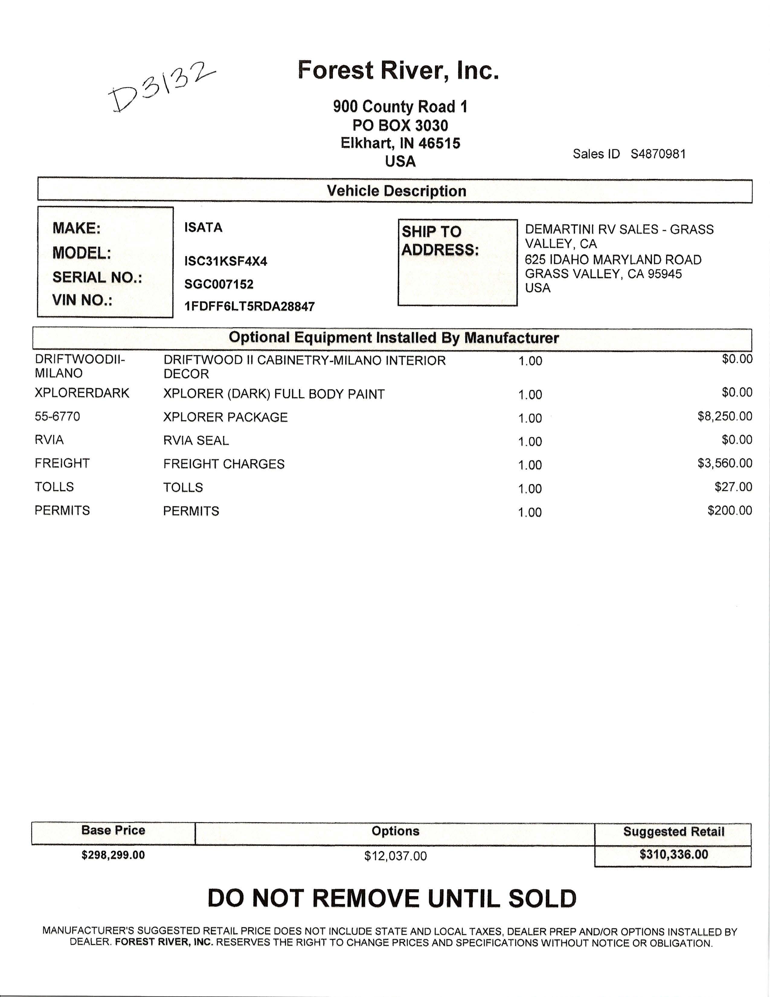 2026 Dynamax Isata 6 31KS MSRP Sheet