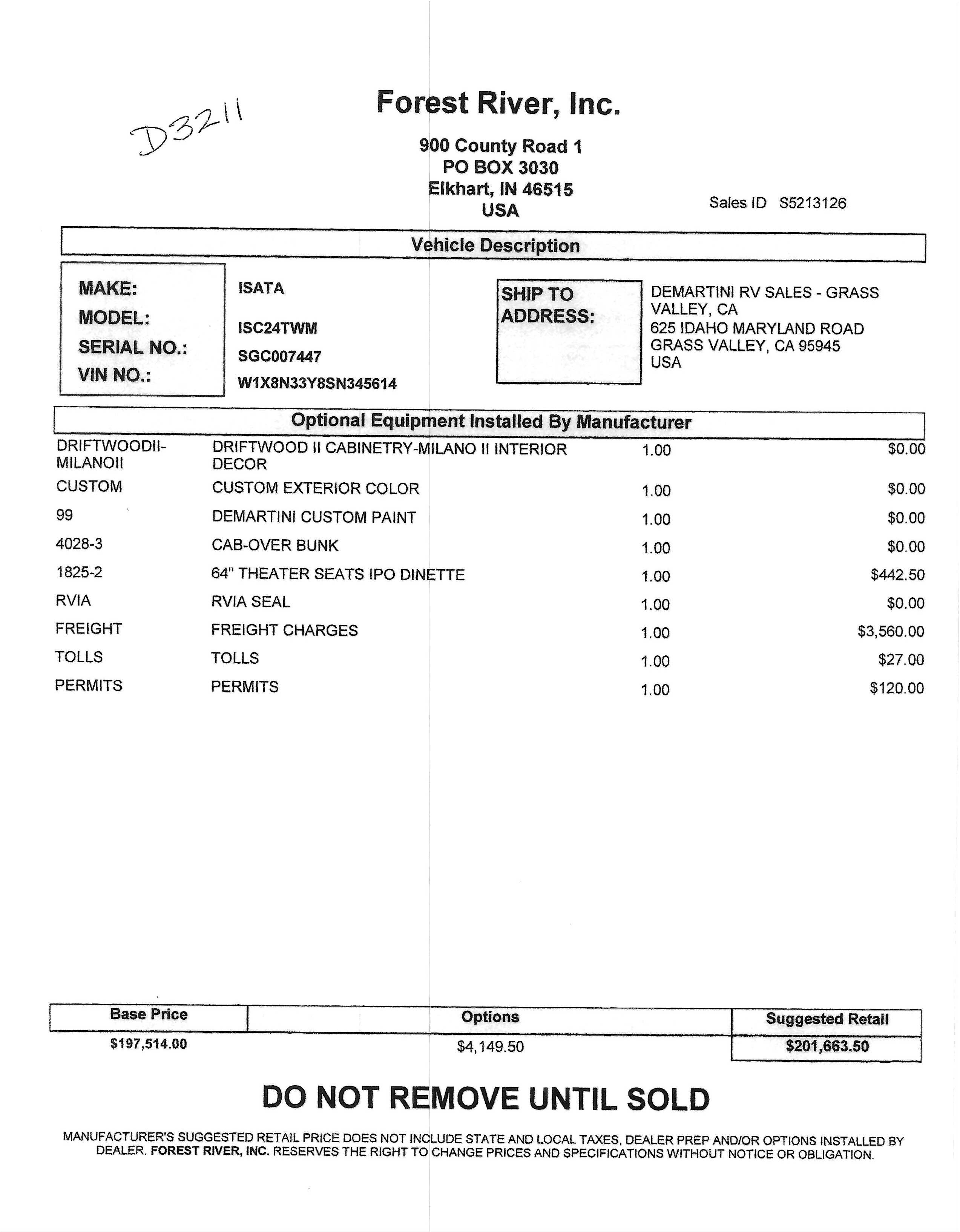 2026 Dynamax Isata 3 24TW MSRP Sheet