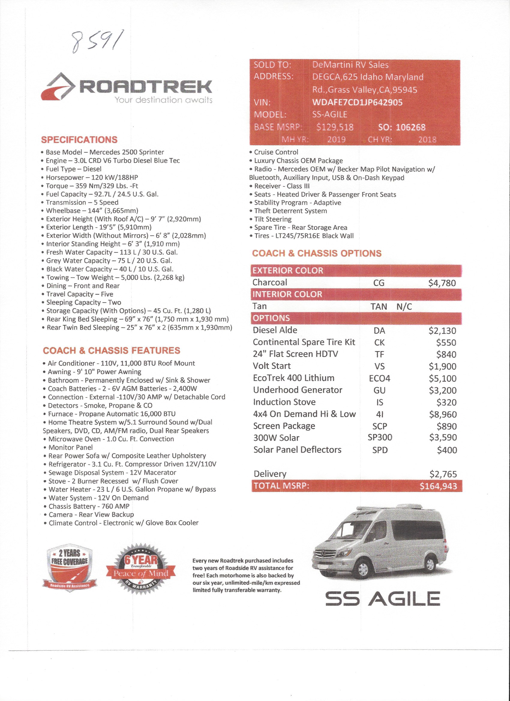 2019 ROADTREK SS AGILE 4X4 MSRP Sheet