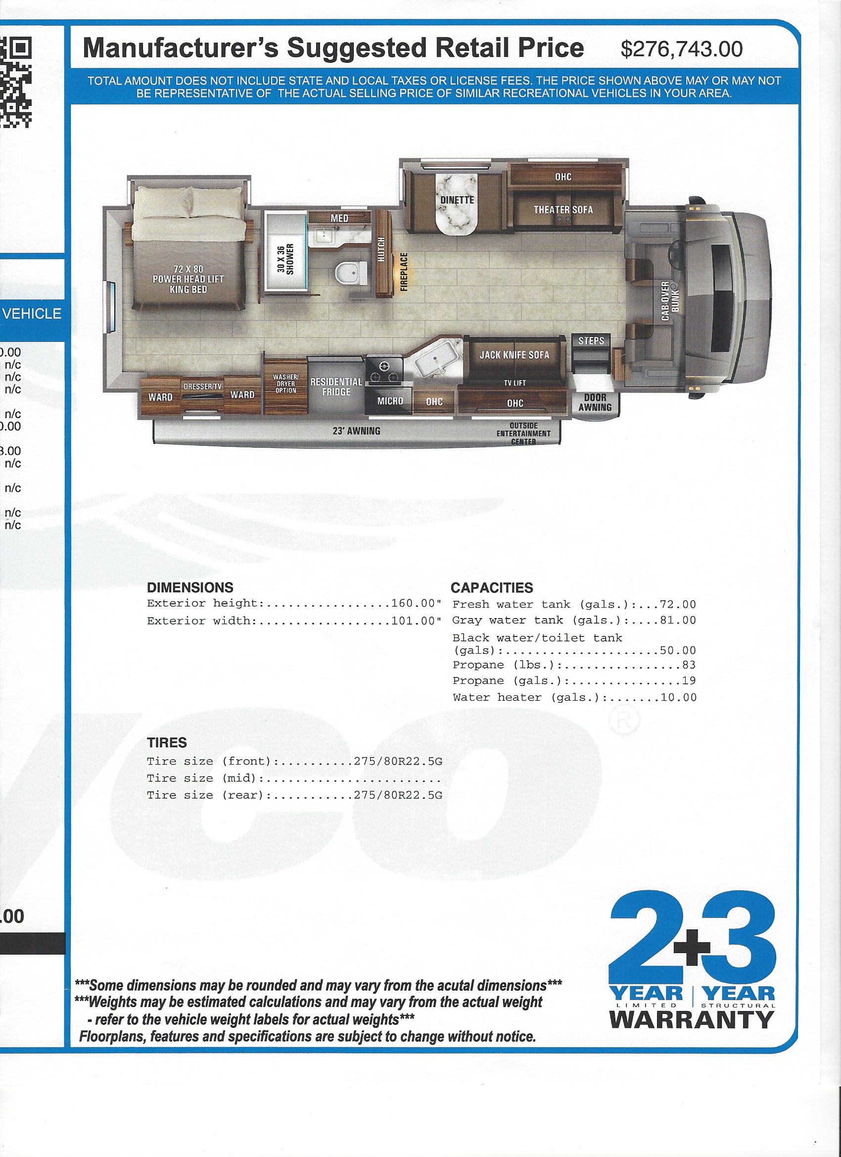 2021 Jayco Seneca 37M MSRP Sheet