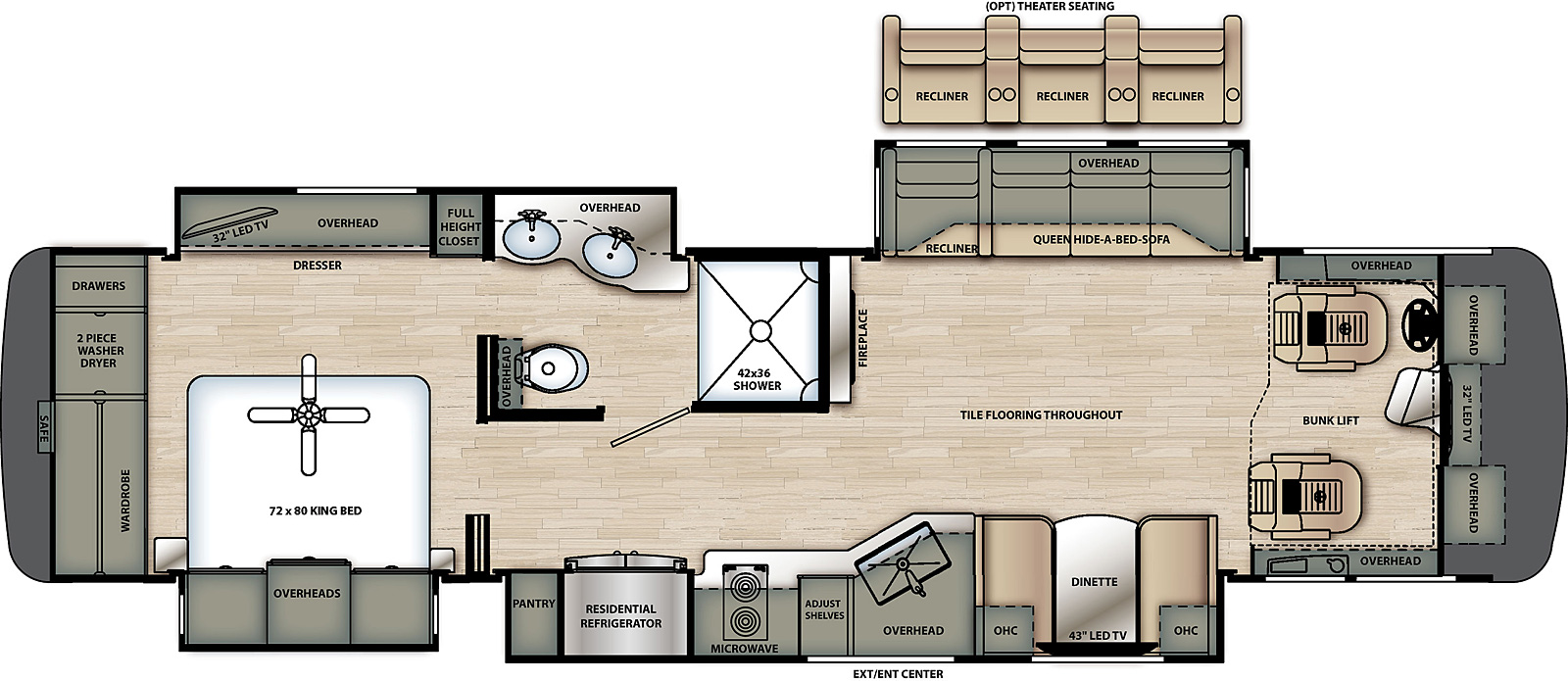 2020 Forest River Berkshire XL 37A Floor Plan