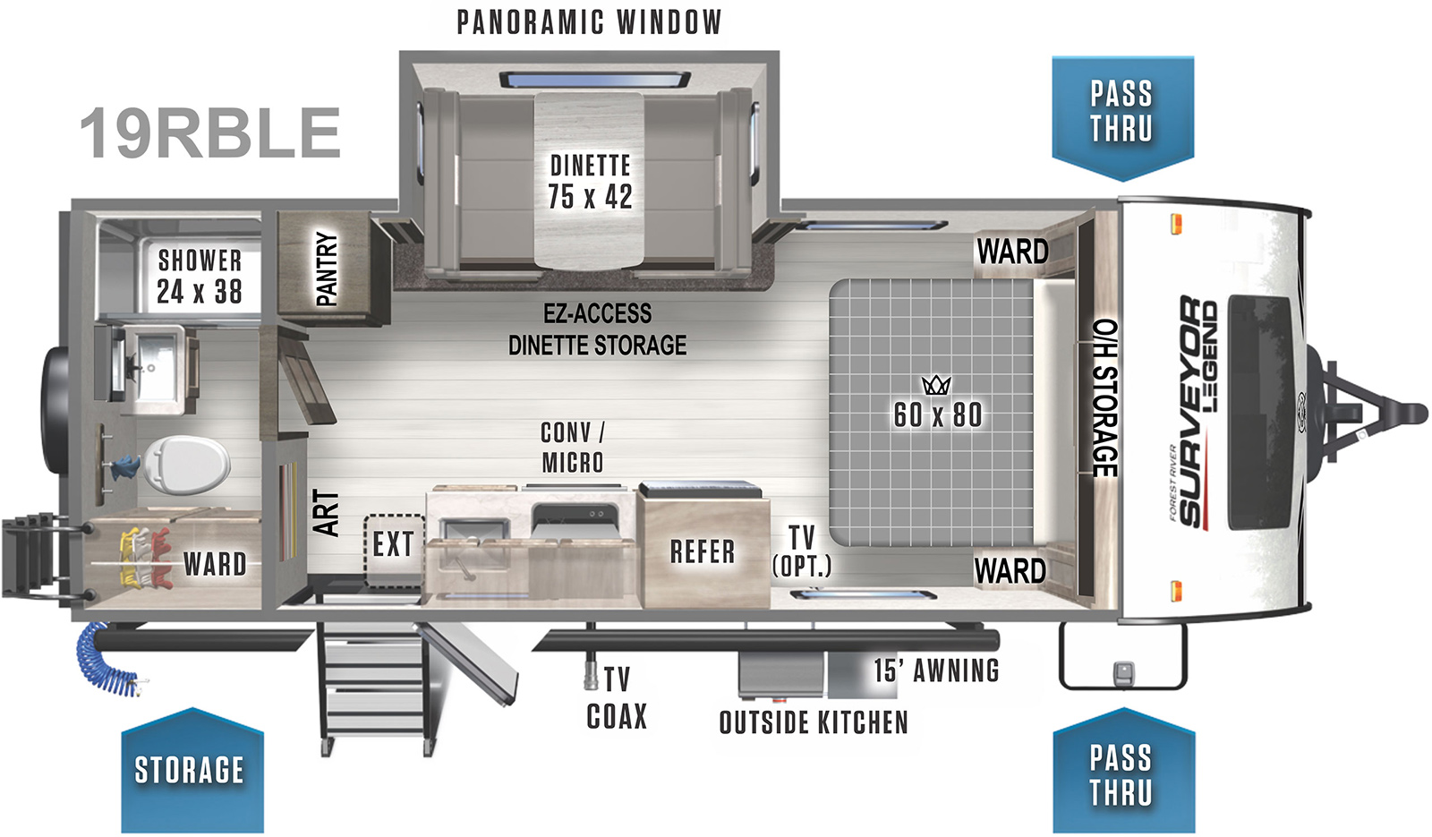 2022 Forest River Surveyor Legend 19RBLE Floor Plan