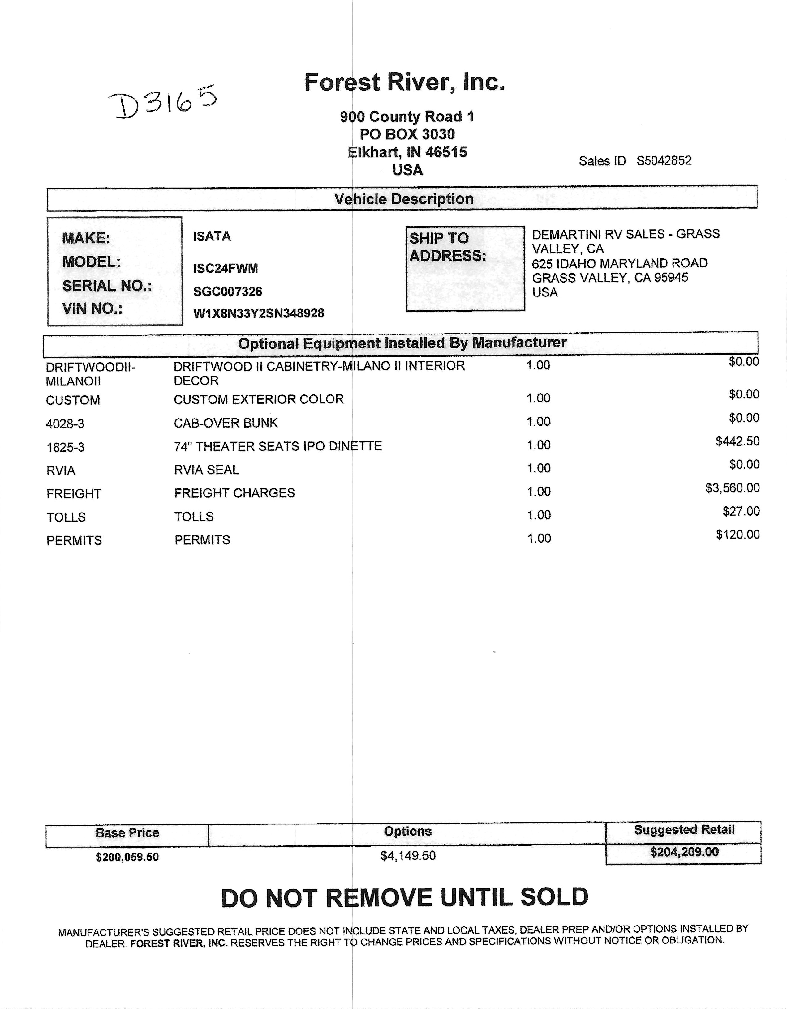 2026 Dynamax Isata 3 24FW MSRP Sheet